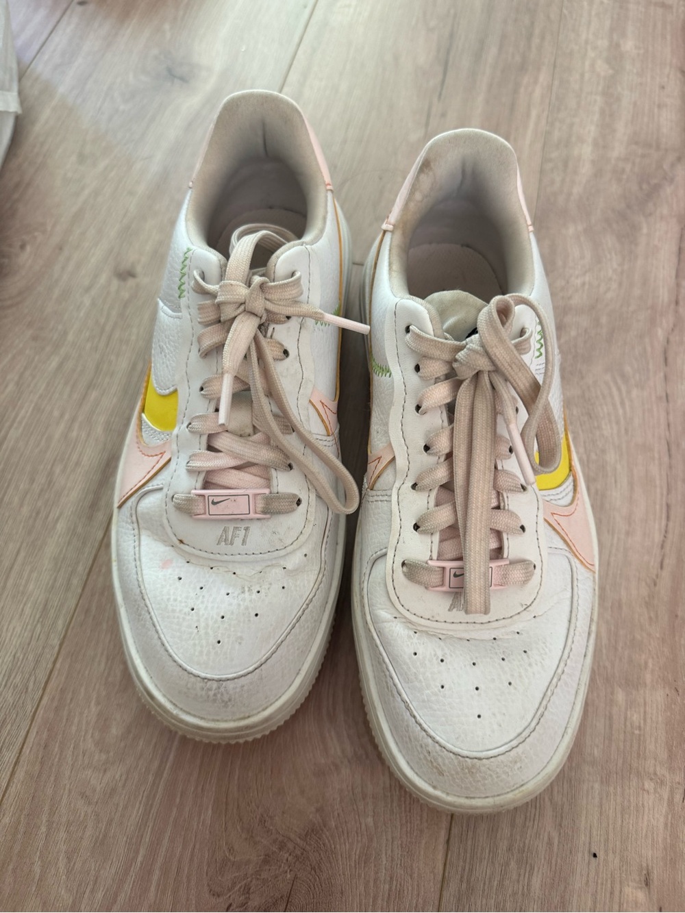 Nike Women’s Air Force 1 Low White with Pink & Yellow Accents